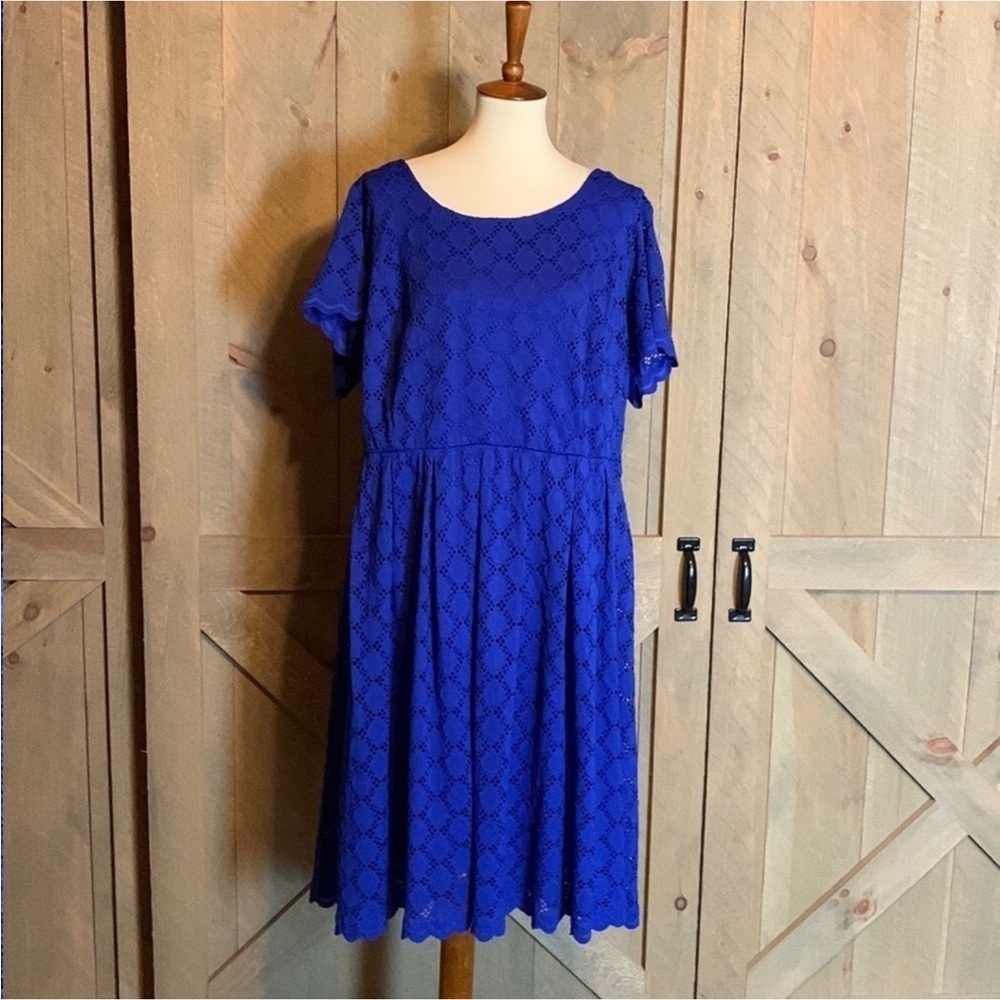 RN Studio by Ronni Nicole cobalt blue eyelet lace dress Size 2X - Picture 11 of 11